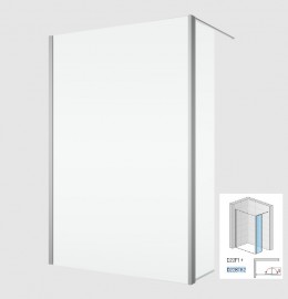 RONAL DIVERA D22BTK2 otočná stěna ve 90°, šířka 200-600, aluchrom, čiré   D22BTK2SM15007