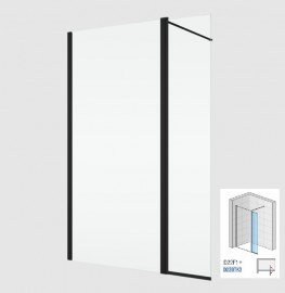 RONAL DIVERA D22BTK3 otočná stěna ve 180°, šířka 200-600, černá, čiré   D22BTK3SM10607