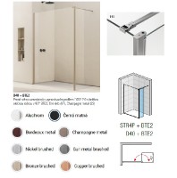 RONAL BTE2 krátká otočná stěna v 90° pro Walk-in š.420mm, champagne metal, sklo šedé BTE204202220