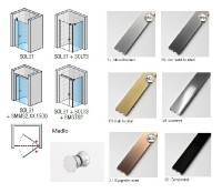 RONAL SOLINO SOL31 jednokřídlé dveře+pevná stěna 900-1400 gun metal brushed, sklo čiré  SOL31SM12607