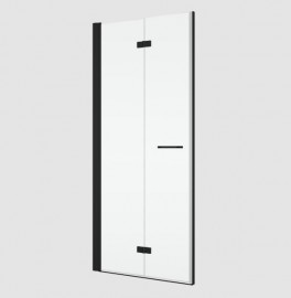 RONAL SOLINO SOLF1 dvoudílné dveře skládací, levé 1200 černá mat, sklo čiré  SOLF1G1200607