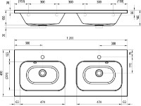 Ravak Chrome dvojumyvadlo 1200 x 490 s otvory, bílé   XJG01112000