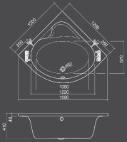 Roltechnik FLORA NEO vana 1200x1200 mm objem 140 l 9590000