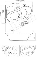 Roltechnik TULLIP vana 1600x1000 mm objem 210 l LEVÁ 5159000