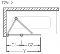Roltechnik vanová zástěna TZVL2/ 1200 levá - brillant / transparent 742-120000L-00-02