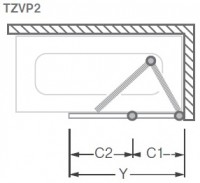 Roltechnik vanová zástěna TZVP2/ 1200 pravá - brillant / transparent 742-120000P-00-02
