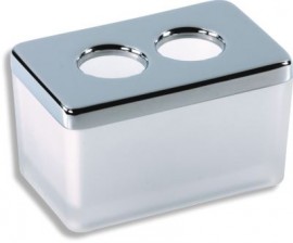 Koupelnové doplňky Novaservis NOVATORRE 4 - Dóza na kosmetické tampóny, chrom bílé sklo  6422.0