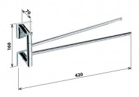 Bemeta BETA držák ručníků 420x160x70 mm, dvojitý, otočný, chrom   132204102