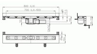Žlab liniový  HL50W.0/80 ke stěně, celková délka žlabu 800 mm