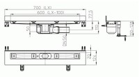 Žlab liniový  HL50W.0/70 ke stěně, celková délka žlabu 700 mm