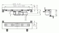 Žlab liniový  HL50W.0/60 ke stěně, celková délka žlabu 600 mm