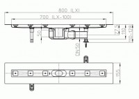 Žlab liniový  HL50F.0/80 do prostoru, celková délka žlabu 800 mm