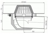 Střešní vtok  HL64P/1  pro ploché střechy, bez elektrického ohřevu