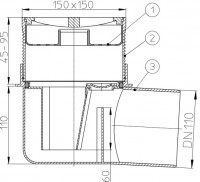 Podlahová vpust (sklepní)  HL72  třída zatížení K3 (300kg)