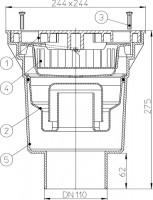 Podlahová vpust  HL606LW/1  s plastovou vtokovou mřížkou, DN 110