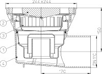 Podlahová vpust  HL605W  třída zatížení L15 (1500 kg), DN 110