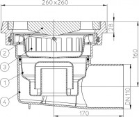 Podlahová vpust  HL605.1W  třída zatížení M125 (12500 kg), DN 110
