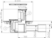 Podlahová vpust  HL510N-3000  se zápachovým uzávěrem, DN 40/50