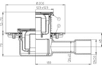 Podlahová vpust  HL510N  třída zatížení K3 (300 kg), DN 40/50