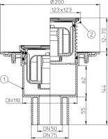 Podlahová vpust  HL310NPr  třída zatížení K3 (300 kg), DN 50/75/110