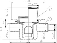 Podlahová vpust  HL300  třída zatížení K3 (300 kg), DN 50