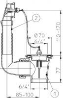 Odpadní ventil  HL15U-6/4  s přepadem k HL100