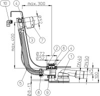 Odpadní souprava  HL560N  se zápachovou uzávěrkou 6/4”, DN 40/50