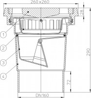 Dvorní vtok  HL606.1/5  třída zatížení M125 (12500 kg), DN 160 