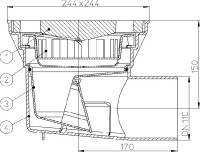 Dvorní vtok  HL605  třída zatížení L15 (1500 kg), DN 110