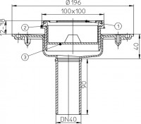 Balkónový a terasový vtok  HL92 třída zatížení H1,5 (150 kg),  DN 40 
