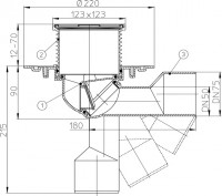 Balkónový a terasový vtok  HL80  třída zatížení K3 (300 kg), DN 50/75