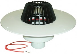 Střešní vtok HL62.1P/2 svislý s PVC pevnou izolační přírubou, DN 125, záchytný koš, elektrický ohřev