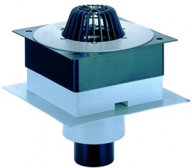 Střešní vtok HL63P/2 "DrainBox"  s PVC pevnou izolační přírubou, tepelně izolovaný, DN 125, koš