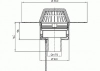 Střešní vtok HL62.1F/7 svislý s PP izolační přírubou, DN 75, záchytný koš, elektrický ohřev