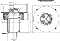 Střešní vtok HL63.1P/7 "DrainBox" s PVC pevnou izolační přírubou, DN 75, koš, el. ohřev, stavitelný