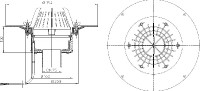Střešní vtok HL62.1/7 se svislým odtokem s pevnou přírubou a izolační svorkou, DN 75, záchytný koš