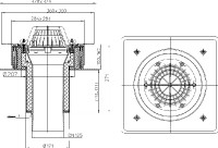 Střešní vtok HL63.1/2 "DrainBox" s pevnou přírubou a izolační svorkou, DN 125, koš