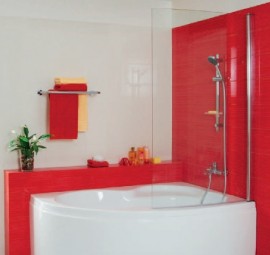 JIKA MIO vanová zástěna jednodílná 91 cm, levá/pravá, sklo transparent   H2562420026681