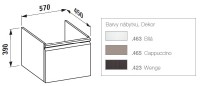 Laufen PRO skříňka pod umyvadlo 570 mm, 1 zásuvka, vnitřní zásuvka, bílá   H4830420954631