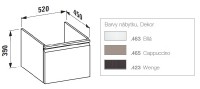 Laufen PRO skříňka pod umyvadlo 520 mm, 1 zásuvka, wenge   H4830330954231