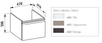 Laufen PRO skříňka pod umyvadlo 470 mm, 1 zásuvka, vnitřní zásuvka, wenge   H4830240954231