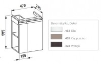 Laufen PRO skříňka pod asymetrické umyvadlo 470 mm, dveře pravé, wenge   H4830020954231