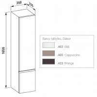 Laufen PRO vysoká skříňka 335x350x1650 mm, závěsy dveří vpravo, wenge   H4831220954231