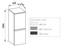 Laufen PRO střední skříňka 335x350x1000 mm, závěsy dveří vlevo, bílá   H4831110954631