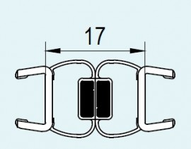 Sanswiss svislé magnetické těsnění 180° na 8 mm skla , délka 2000 mm, pár  52356.2000 + 52356.2000