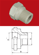 PPR Přechodka s plastovým závitem vnějším (bez pouzdra) DN 25x3/4   213025