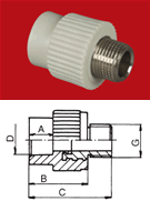 PPR Přechodka s kovovým závitem vnějším DgK DN 16x1/2   215016