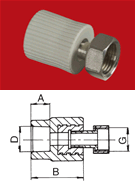 PPR Přechodka s kovovým závitem s převlečnou maticí DN 25x3/4   223024