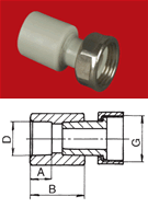 PPR Přechodka plastová(nátrubek) s převlečnou maticí DN 16x3/4   226017