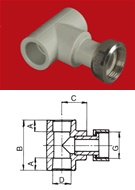 PPR T kus-přechodka plastová s převlečnou maticí  DN 32x1   228032